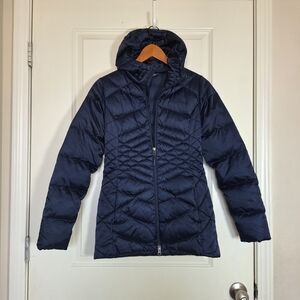 North Face Women Blue Puffer Quilted Hooded Down 550 Coat Jacket Size XS
